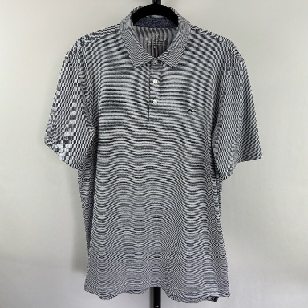 Vineyard Vines Bradley Stripe Sankaty Polo Blue Size M